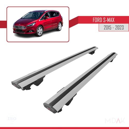 Barres de toit alu gris profilées pour Ford S-Max 2 CD539 fixation HOOK