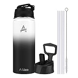 18oz Sports Water Bottle, Aikico Stainless Steel Water Bottle with Straw Lid, Double Vacuum...
