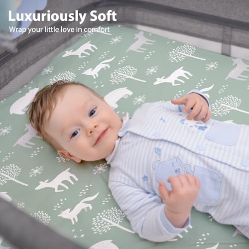 Image of Bassinet Sheets Boy 33 inchx20 inch Compatible with Baby Delight,Newton,Dream On Me,Angelbliss,Maxi Cosi,Airclub,Harppa,Ezebaby Bedside Rectangle Bassinet Mattress, Soft Stretchy Microfiber