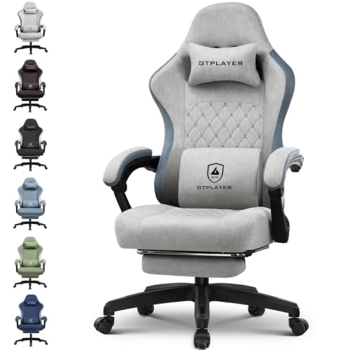 Image of GTPLAYER Gaming Chair, Computer Office Chair with Pocket Spring Cushion, Linkage Armrests and Footrest, High Back Ergonomic Computer Chair with Lumbar Support Task Chair with Footrest