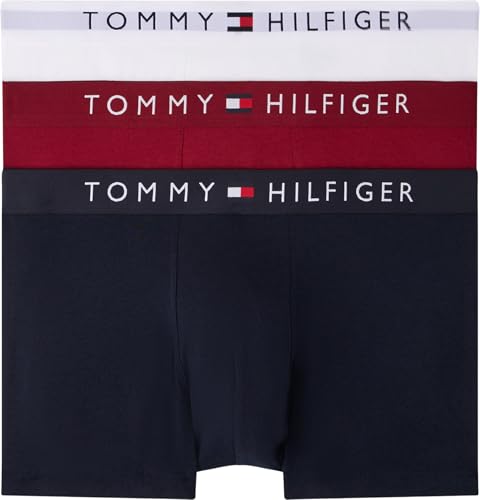 Tommy Hilfiger Homme Boxer Lot de 3 Slip Sous-Vêtement, Multicolore (Des Sky/White/Rouge), XL