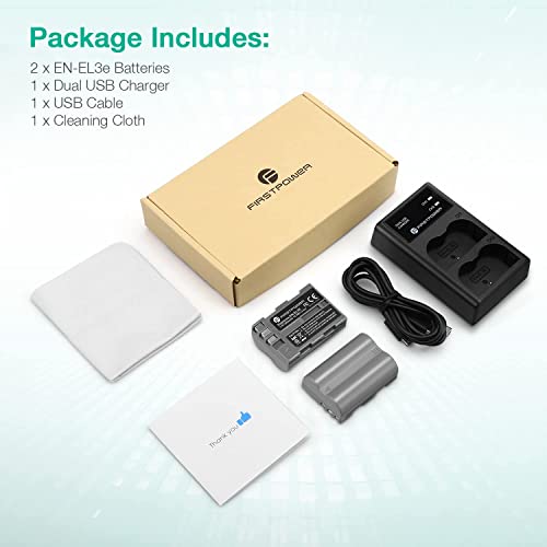 Firstpower En-El3E Battery 2-Pack 2200Mah And Dual Usb Charger Compatible With Nikon D50, D70, D70S, D80, D90, D100, D200, D300, D300S, D700 Digital Slr Cameras #TOP6