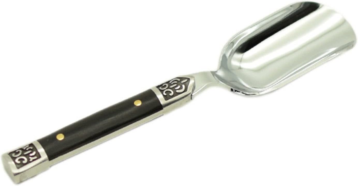 Chinese Tea Teaspoon,Stainless Steel Spoon Wood Handle Ceremony Kung Fu Teaware Accessories(Silver)