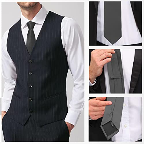 Image of Luckyvestir Mens Tie Solid Satin Neck Ties 3.15'' Formal Necktie for Wedding Business Christmas Father's Valentine's Day Gift