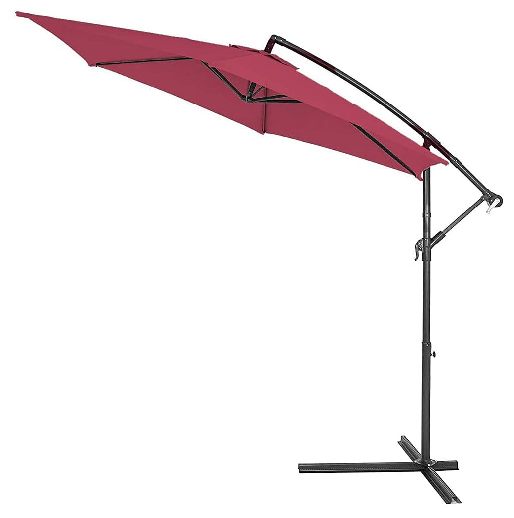 Bakaji Ombrellone Da Giardino Decentrato 3X3 Mt Palo Alluminio Chiusura A Manovella Base A Croce Sistema Air Vent Arredamento Esterno Gazebo Piscina Giardino Terrazzo Ambienti Esterni (Rosso) - 4