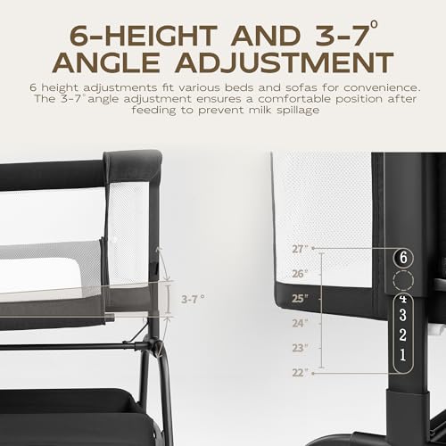 Image of BabyBond Baby Bassinet, 3 in 1 Bassinet Bedside Sleeper with Washable Soft Mattress and Sheet, 6 Height Adjustable Bedside Crib, 4-Sided Mesh Bedside Bassinet for Baby