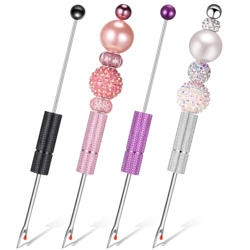 Tondiamo 4 Pcs Beadable Seam Rippers Sharp Thread Cutter Seam Rippers for Sewing Metal Embroidery Removal Tool Tag Remover for Clothes Thread Removing Cutting DIY Gift(Multicolor)