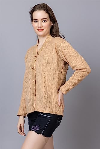 Image of Wear lusso Women Sweater for Winter Woolen Acrylic Full Sleeves V Neck Stylish Design Cardigan Girls /Ladies