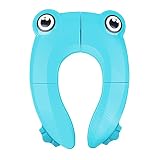 Pejoye Kinder-Toilettensitz für Babys, Toilettensitz, faltbar, für Kinder, faltbar, mit 1 Tragetasche, Frosch, Blau