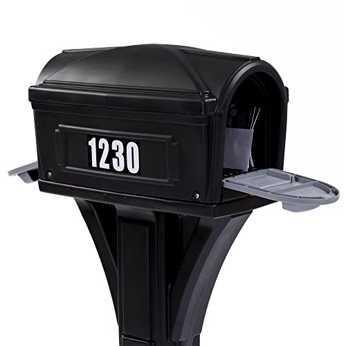 Simplay3 Classic Plastic Residential Mailbox & Post Mount Combo Kit With 2 Access Doors - Black #TOP5