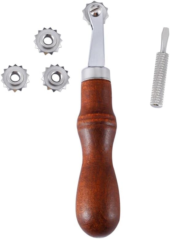 IMZAY 4 Wheels Leather Punching Tools Set DIY Leather Tools Craft Spacer Embossing System Set Leathercraft Spacing Wheel