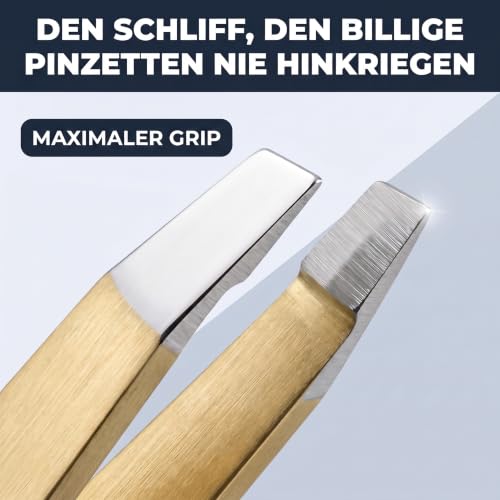 KLINGENHELD® Haargenaue Pinzette - greift jedes Haar beim 1. Versuch ohne durchrutschen - Pinzette Augenbrauen Zupfen handgeschliffen… – Ansicht 4
