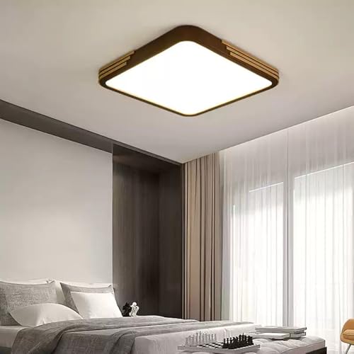 Plafonnier LED de qualité en noyer véritable et finition vintage - 4