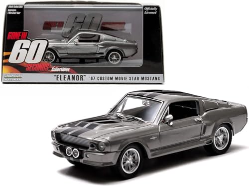 Greenlight Collectibles - 86411 - Véhicule Miniature - Modèle À L'échelle - Ford Mustang Shelby - Gt 500 Custom - Eleanor - Echelle 1/43, Gris Métal / Noir