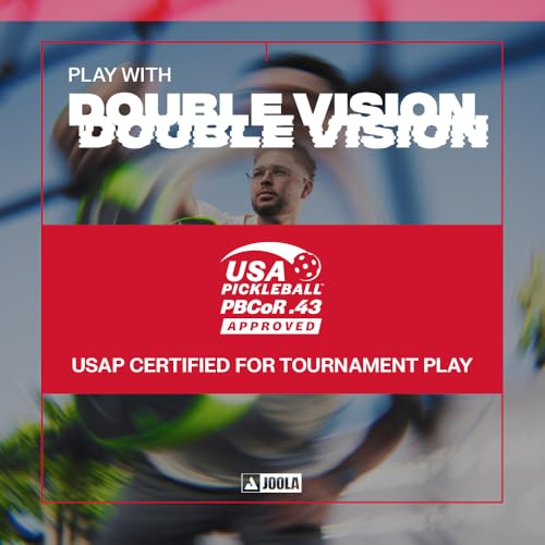 Image of JOOLA Double Vision 16mm Pickleball Paddle - Signature and Standard Shape - Aramid Surface for Softer Responsive Touch - SK Film for Reduce Vibration - USAP Approved - NFC Chip Enabled