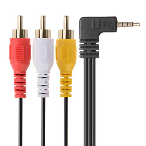 3.5Mm To Rca Av Camcorder Video Cable,3.5Mm Male To 3Rca Male Plug Stereo Audio Video Aux Cable For Camcorder, Tv, Speakers,Home Theater (3.5 Elbow To 3Rca With Shield 5Ft) #TOP1