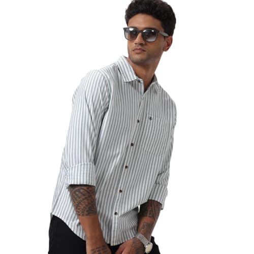 Image of WROGN Men's Cotton Shirt | Striped | Regular Fit