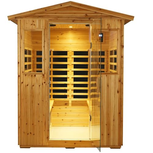 Kanlanth Outdoor Sauna 4 Person Infrared Saunas for Home,2050watt Canadian