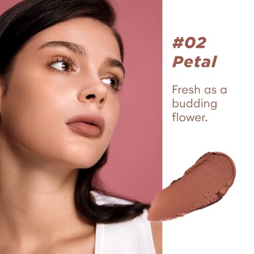 Image of ITY Velvet Matte Finish Lip Stain-Mousse Textured Lip Clay, Nude Shade, Conceals Lip Lines, Rich Pigment Lip Tint Lipsticks, 0.14 oz (4g) in Petal