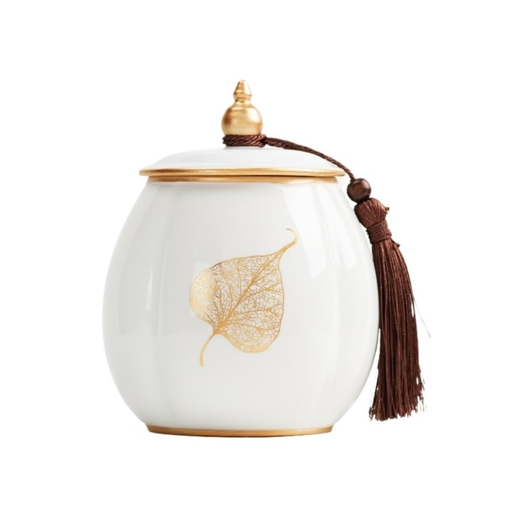 Bx9rE7tK3g Kitchen Storage Jar Ceramic Tea Canister With Sealed Lid And Tassel Beautiful Coffee Sugar Storage Organizer Containers Ceramic Tea Canister(White)