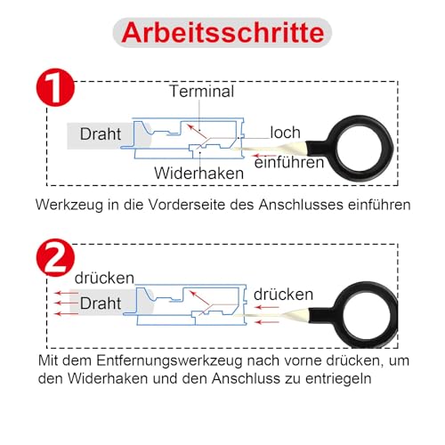 Wjelet 82 Stück Entferner für Rund Auspinwerkzeug Kfz-Klemmenkabelbaumstifte Entriegelungswerkzeug kfz Pin AuszieherWerkzeug zum Entfernen von Kabelbaumklemmen