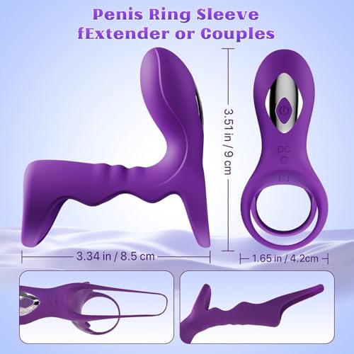 Image of Vibrating Cock Ring Sex Toys for Men - MOOLIGIRL Penis Ring Vibrator with 10 Vibrations, Adult Male Sex Toy for Longer Harder Stronger, Double Penis Vibrators, Couples Mens Male Adult Sex Toys & Games