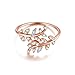 Produktbild 925 Sterling Silber Ring Olivenzweig Blätter mit Zirkonia Steinen Verstellbar I Echtsilber Blumenring mit Blüte Schmuck für Damen, Frauen und Mädchen (Rosegold)