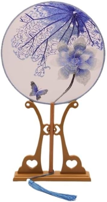 Traditional Chinese Embroidery Fan Elegant Handheld Round with Tassel Gift