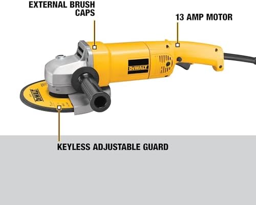 DEWALT Angle Grinder, 7 in., 13 Amp, 8,000 RPM, High Power-to-Weight, Heavy Duty Electric Grinder Tool, Corded (DW840) Alternate view
