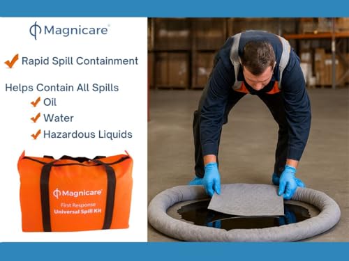 Image of Spill Kit OSHA Approved | Biohazard Clean up Kit - 2 Pack | Spill Clean Up Kit For Oil, Water & Chemicals | Absorbent Pads, Socks, PPE in Bright Orange Duffel Bag - 2 pack