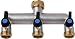 Suinga. GRIFO DE JARDIN, Grifo Triplede 3/4" x 3/4" x 3/4", Grifo de Agua Vertical, Grifo de Latón con Triple Conexión y Boquilla para Manguera para Jardín