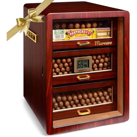 Marvero Cedar Wood Cigar Humidor with Hygrometer Cover