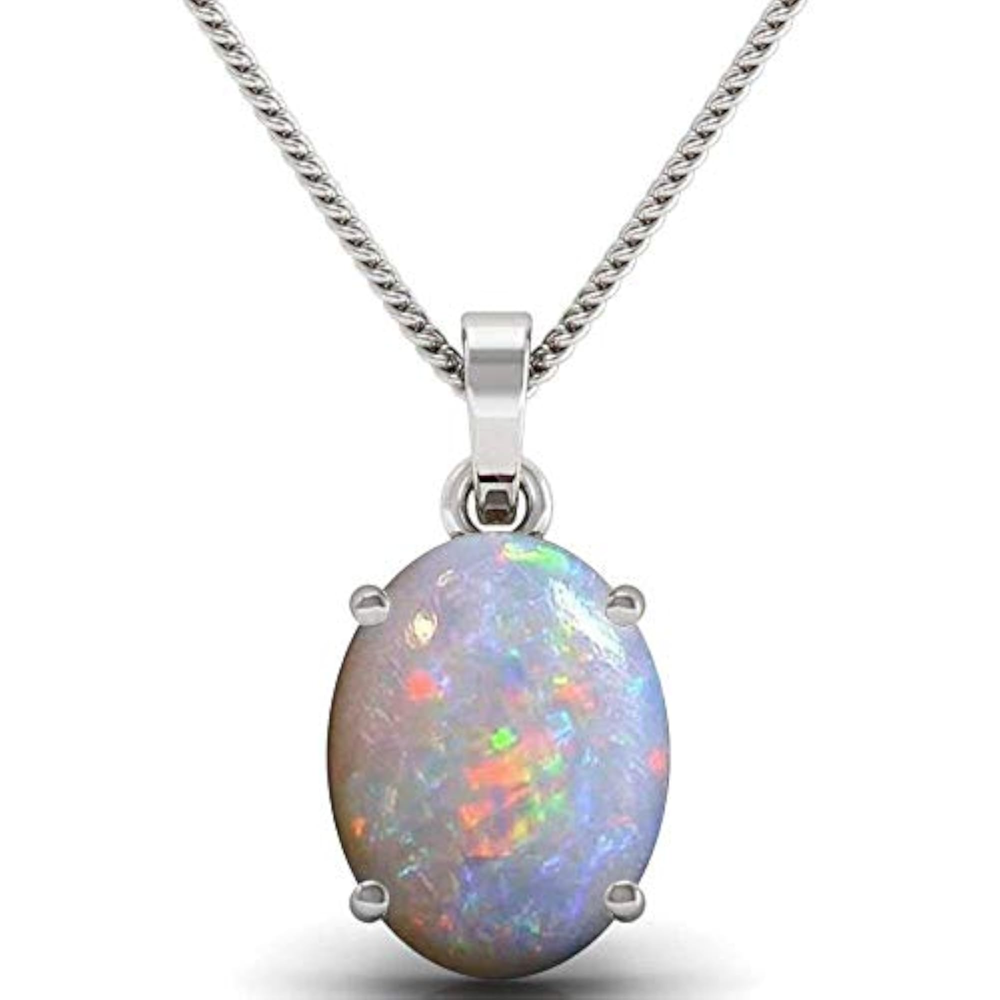 Natural White Opal Pendant Locket, 12.25 Ratti, Silver Plated