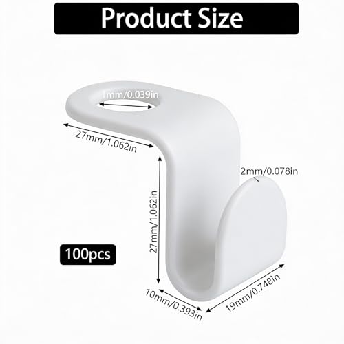 100 Stück Platzsparende Kleiderbügel Platzsparende Kleiderbügel Haken, Mehrfach Verbindungshaken, Kunststoff Closet Organizer Hangers für Kleiderschrank Organizer(Weiß)