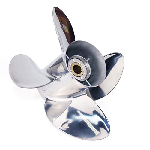 Captain 4 Blades Stainless Steel Outboard Propeller, 13 Diameter X 19 Pitch Fit Yamaha 115 T 50 60 70 75 80 85 90 100 F115 130 Hp Engines, 15 Spline Tooth Boat Prop, Rh Propellers #TOP2