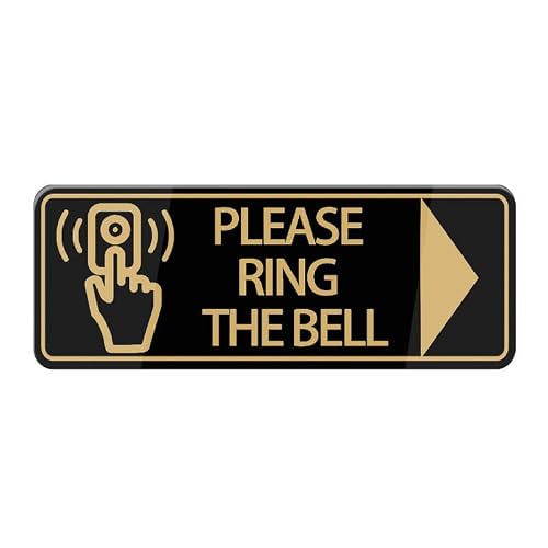 Please Ring The Bell With Right Arrow And Graphic Sign For House, 8X3 Inch Acrylic Plaque With Strong Adhesives For Front Door/Wall/Window Home & Office Business Outdoor
