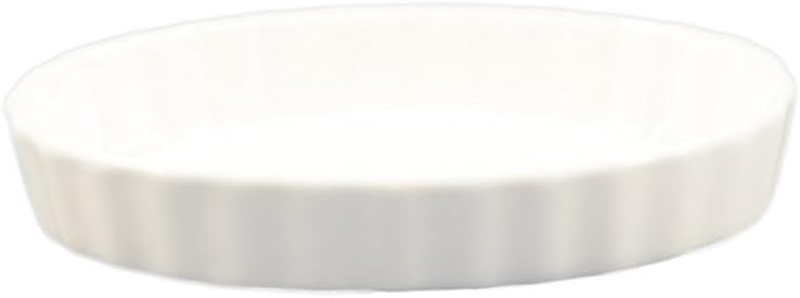 CAC China QSV-11 Porcelain Fluted Oval Quiche Dish 36 oz., 11"