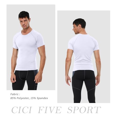 Men's Compression Shirt Short Sleeve Athletic Workout T Shirt Quick Dry Undershirts Baselayer Gym Tops2
