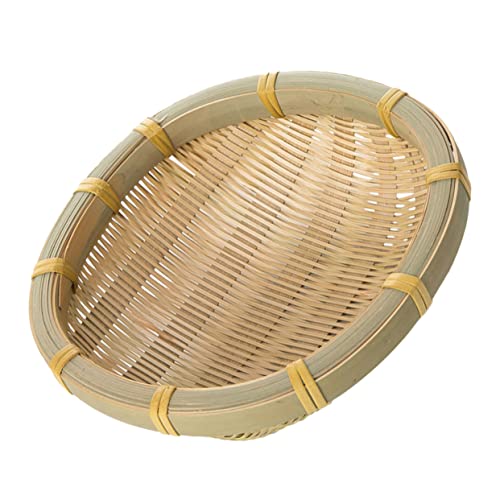 HOMOCONO 1pc Storage Basket Fruit Decor Basket for Fruit Mini Basket Woven Storage Basket Rattan Storage Basket Wicker Fruit Drain Basket Weave Basket Bread Serving Basket Oval Tray