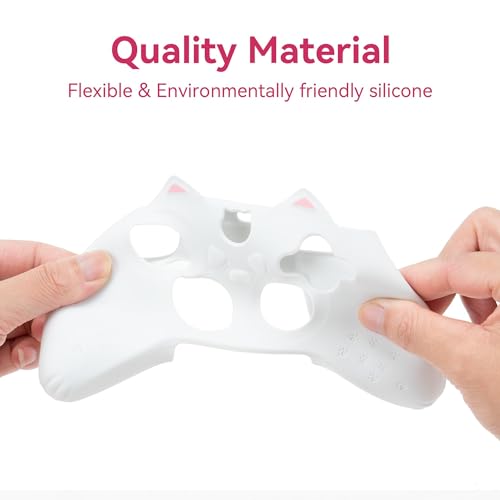 Image of GeekShare Cat Paw Controller Skin Grips Set Anti-Slip Silicone Protective Cover Skin Case Compatible with Xbox Series X Controller with 2 Thumb Grip Caps and 1 Sticker (White)