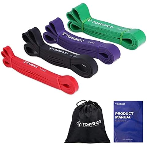 TOMSHOO 4 Packs Pull Up Assist Bands Set Yoga Training Cover