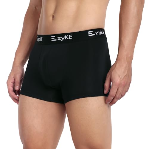 Image of Zyke Men's Cotton Trunk Innerwear | 95% Cotton 5% Elastane Stretch Underwear | Ultra Soft Waistband Anti-Bacterial Moisture Wicking Trunks for Men (Pack of 1)