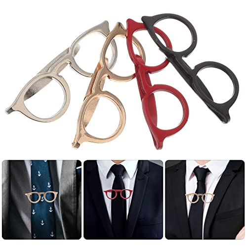 Tendycoco 4Pcs Glasses Tie Clips Men Necktie Clips Collar Clips For Men Tie Pinch Clips #TOP5