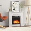 32 Fireplace Mantel with Carved Accents Includes 18 Freestanding 1400W Electric Fireplace Remote Control Faux Fireplace for Living Room Study Bedroom White Oak HA203 318 Mantel