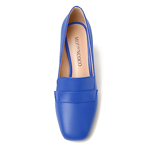 Image of MODENCOCO Womens Sexy Formal Matte Slip On Square Toe Work Block High Heel Loafers Shoes 3.5 Inch