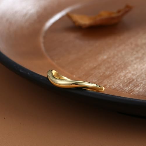 14K Gold Filled Rings for Women Simple Wedding Band Rings Trendy Jewelry for Women- Size 5-114