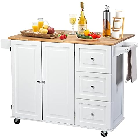 Giantex Carro de Cocina Plegable con Ruedas y 2 Estantes Ajustables Cover