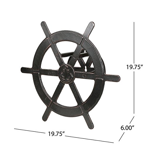 Christopher Knight Home Vanora Outdoor Shiny Copper Aluminum Ship Wheel Hose Holder, Shiny Copper - Image 3
