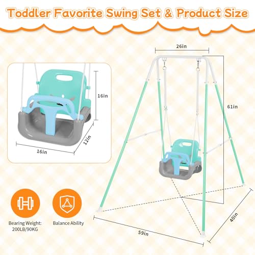 Image of 4-in-1 Toddler Swing Set & Baby Jumper and Bouncer for Toddlers | Foldable Baby Swing Stand for Outdoor /Indoor Play, Easy to Assemble and Store for Ages 6 Months to 10 Years Old