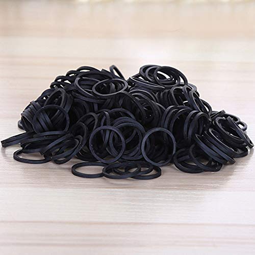 AOUOU Gummibänder, 1200 Stück, 30 mm Durchmesser, schwarz, klein, weich, elastisch, für Bürobedarf, Schule, Zuhause